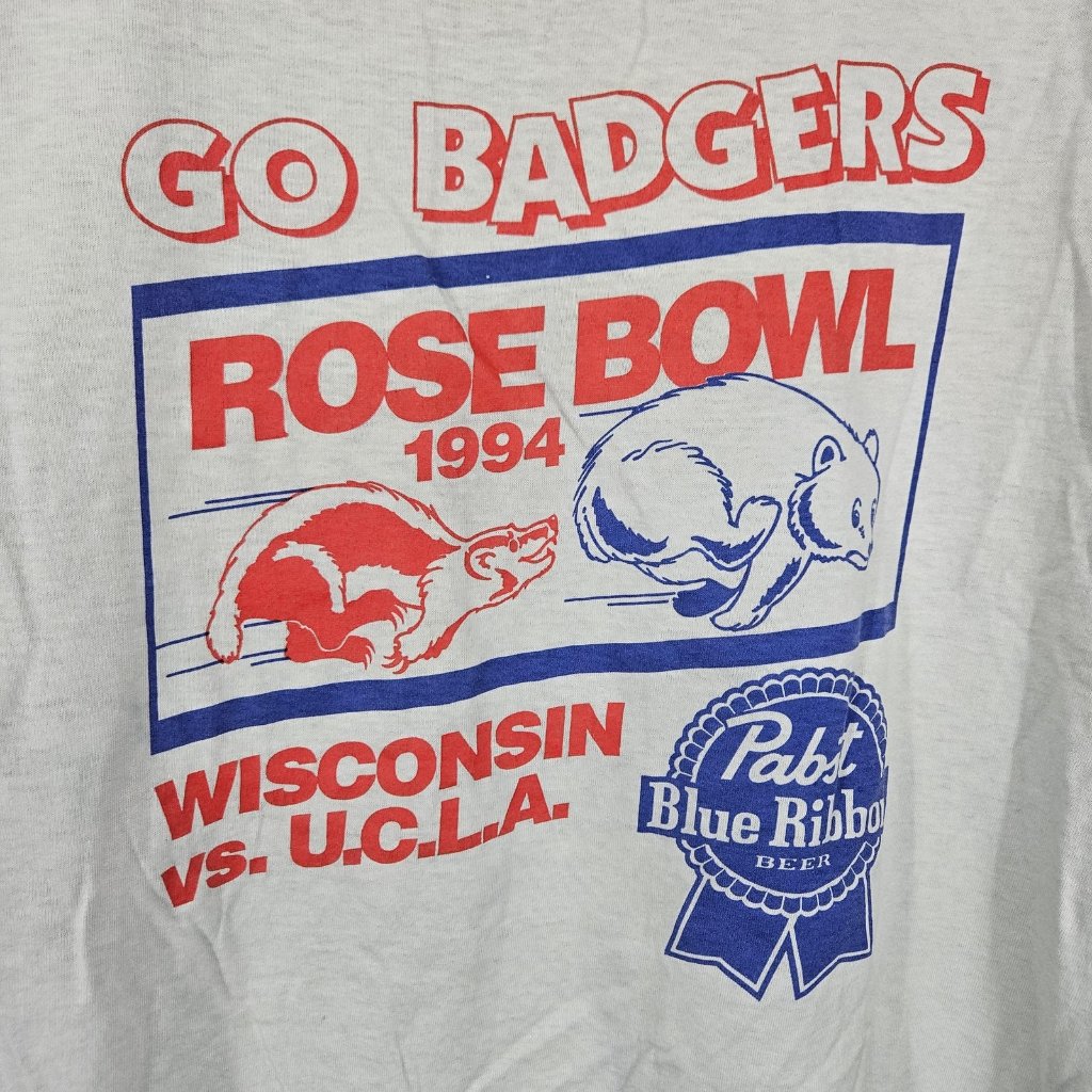 Vint Wisconsin Badgers Shirt Mens Xl Gray Ncaa Football Rose Bowl 90s Single